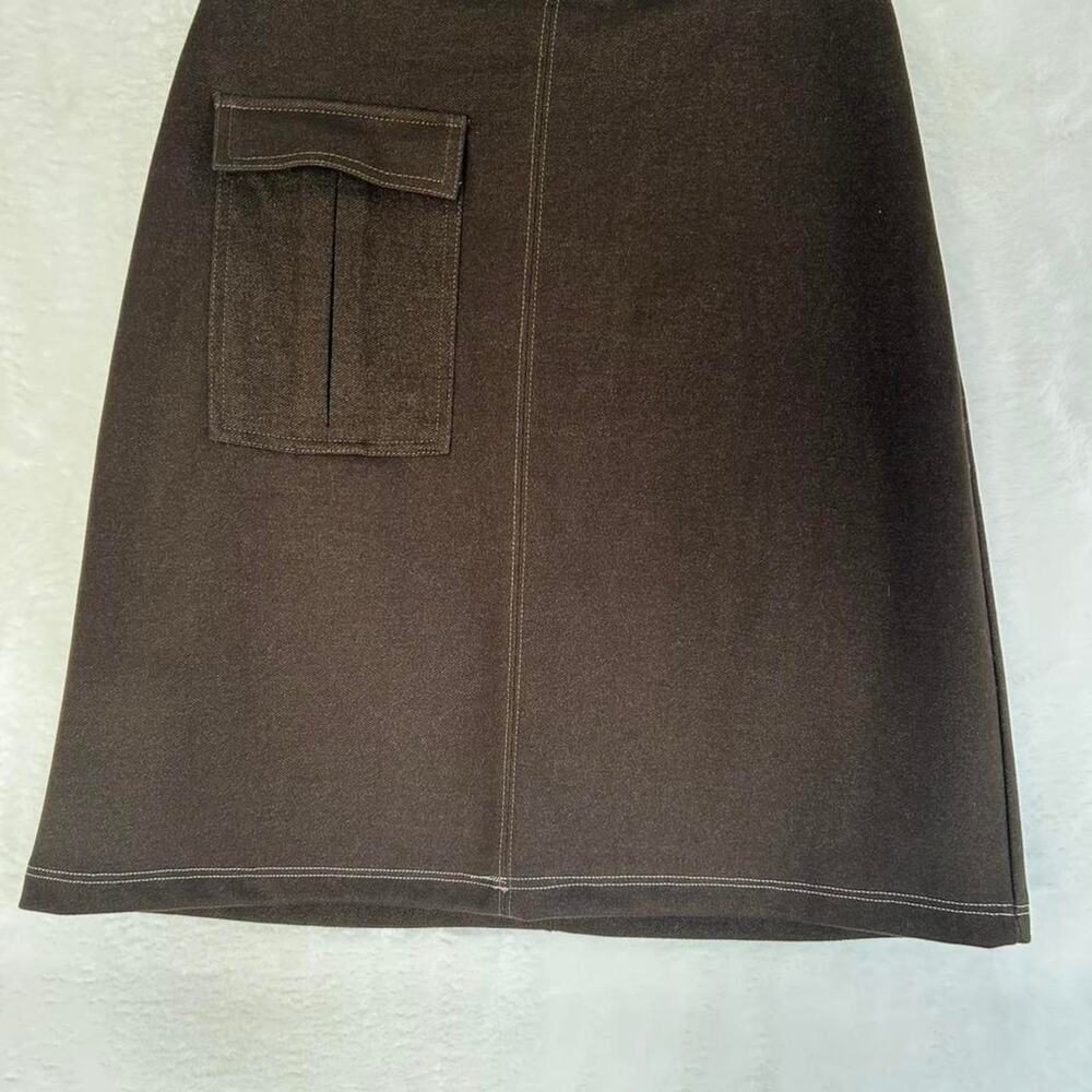 Zara Woman Brown Cargo Mini Skirt Womens‎ Size M Utility A-Line Contrast Stitch